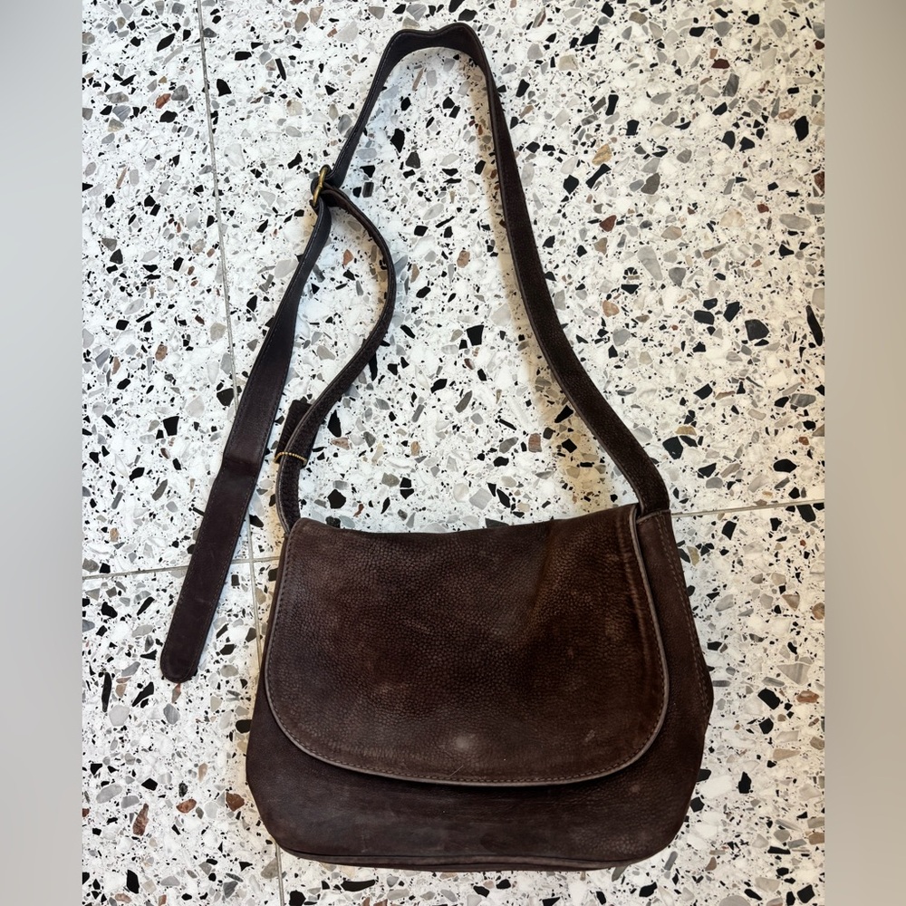 Vintage Classic Coach Shoulder Bag in Brown Suede